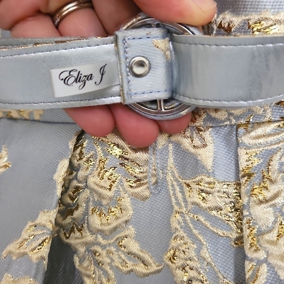 Metallic Golden Floral Dress Size 4 Formal Wedding Guest Party Prom - Picture 5 of 15